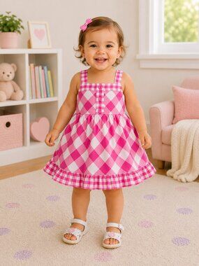 Baby Girl  Q Pink Checkered Tunic Dress Size 24M